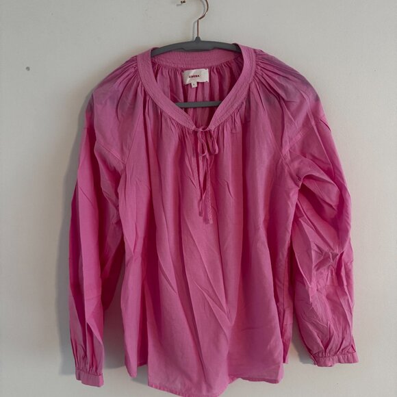 XiRENA Pink Relaxed Blouse with Neck Tie and Long Sleeves Size Small - Picture 1 of 4